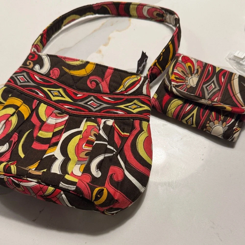 Vera Bradley Red and Yellow Patterned Shoulder Bag Set